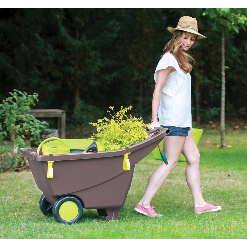 EDA garden trolley 140 litres, brown/green, plastic
